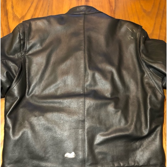 Men’s heavy biker leather riding jacket. Made in Montreal by Bristol Leather. - Picture 3 of 10